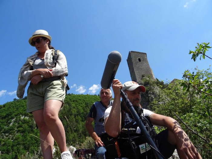 Tournage de l'émission "Des Racines et des Ailes", Entrevaux, 2015.