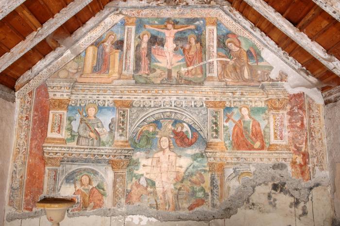 Peinture Murale - Saint Sébastien - Andrea da Cella  - Chapelle Saint-Sébastien - Saint Roch - Entraunes - 1516