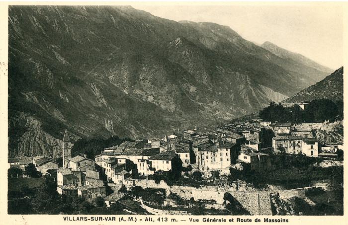 Villars-sur-Var (A.-M.) - Alt. 413 m. - Vue générale et Route de Massoins