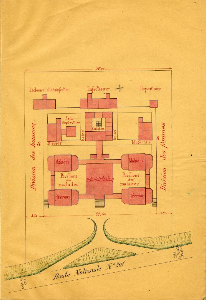 Puget-Théniers -plan Hôpital Bischoffsheim avant projet plan d'ensemble.