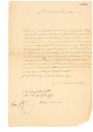 [Demande de dispense de mariage à l'évêque de Nice pour Basile-Tranquille Champossin et Anastasie-Louis Champossin]