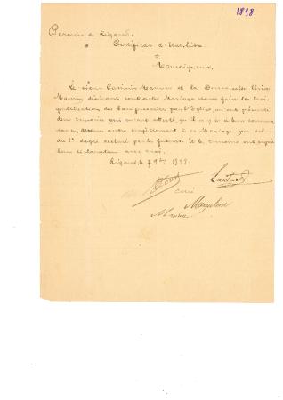 Paroisse de Rigaud. Certificat d'Etat libre 1898
