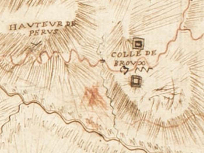 Redoutes du col de Brouis. Détail de la Carte de Maréchal de Belle-Isle, 1747. Fonds AD06 01FI0177.