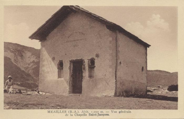 Méailles (B.-A.) altit 1050m - vue générale de la chapelle St Jacques.