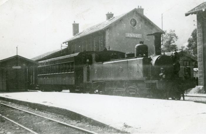 Train à vapeur en gare d'Annot.
