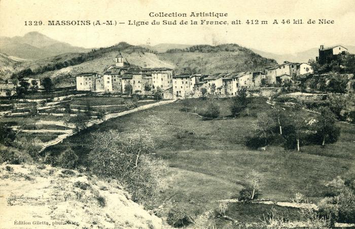 Collection artistique. 1329. Massoins (A.-M.) - Ligne du Sud de la France, alt. 412 m. A 46 kil. de Nice.
